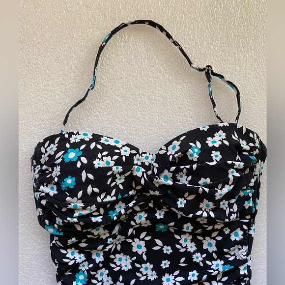 Anne Cole One Piece Shirred Front Floral Bandeau Swimsuit Size 6 - Picture 5 of 13
